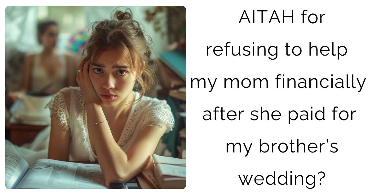 AITAH for refusing to help my mom financially after she paid for my brother’s wedding?