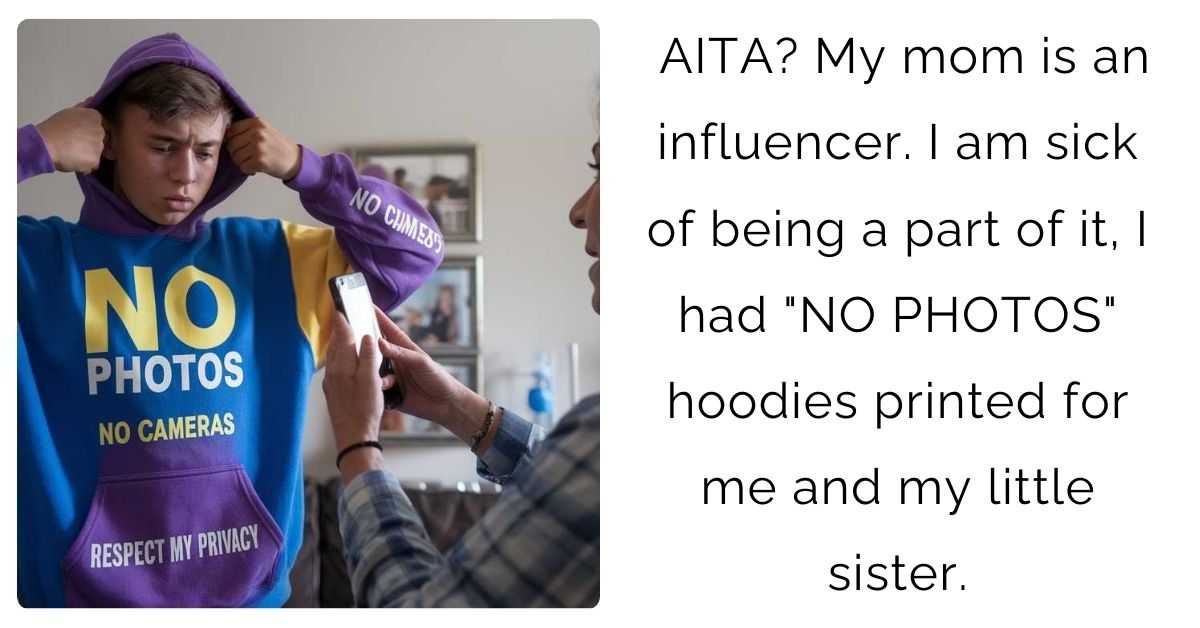 AITA? My mom is an influencer. I am sick of being a part of it, I had “NO PHOTOS” hoodies printed for me and my little sister.