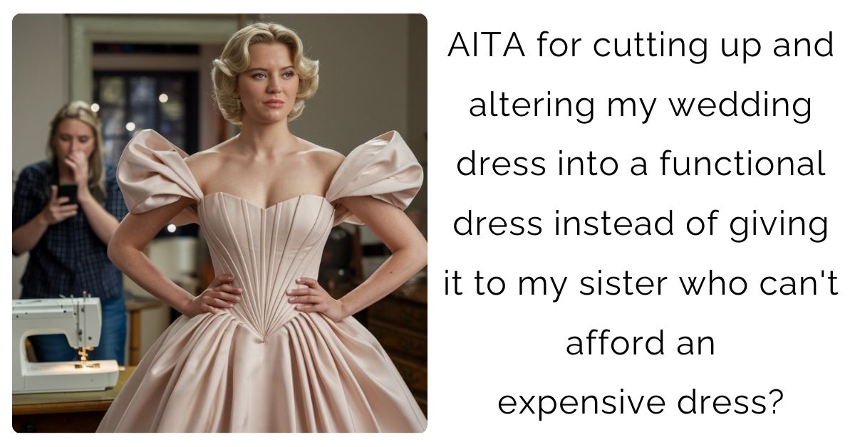 AITA for cutting up and altering my wedding dress into a functional dress instead of giving it to my sister who can’t afford an expensive dress?