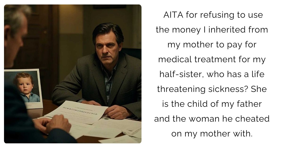 AITA for refusing to use the money I inherited from my mother to pay for medical treatment for my half-sister, who has a life threatening sickness? She is the child of my father and the woman he cheated on my mother with.